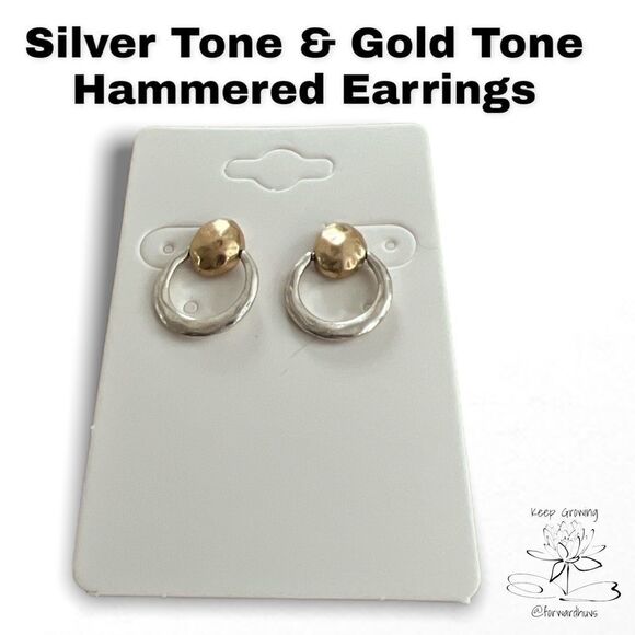 Bundle Sale 3 for $15 | Gold Tone Top and Silver Tone Hoop Earrings - Picture 1 of 8